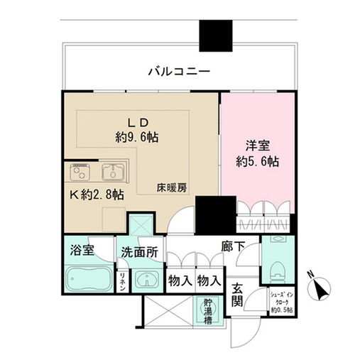 ザ・パークハウス西新宿タワー60(1LDK：46.70㎡)の間取り画像