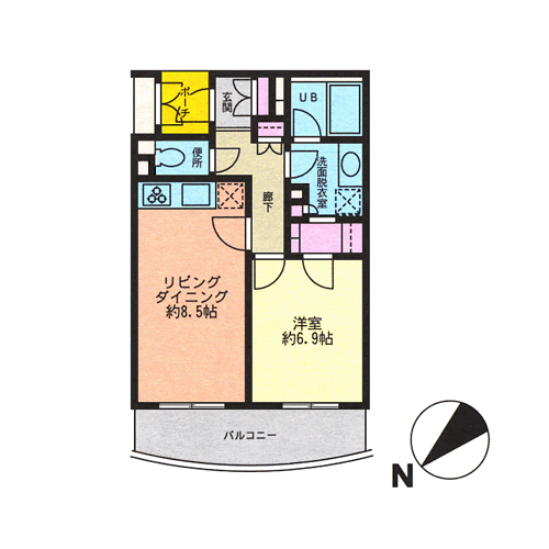 エルミタージュ参宮橋 ルームプラン（1LDK：39.35㎡）