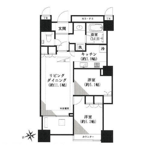 2LDK 61.90�u