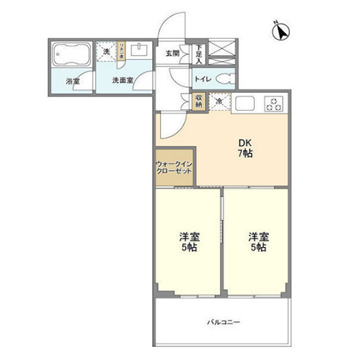 ACPレジデンス文京春日(2DK（B2タイプ）：41.44㎡)の間取り画像