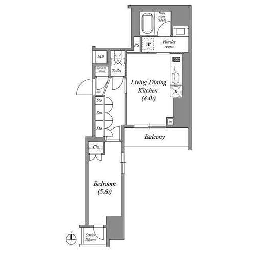 ACPレジデンス錦糸町(1LDK+SIC[Eタイプ・6～13階]：36.52㎡)の間取り画像
