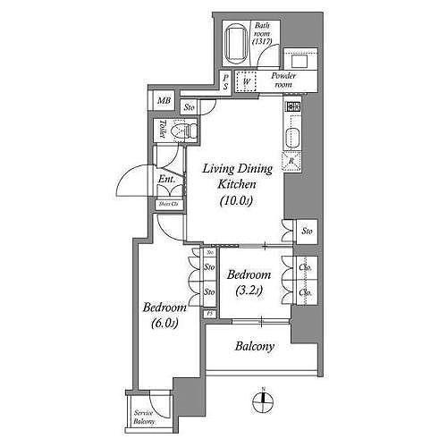 ACPレジデンス錦糸町(2LDK[Dタイプ]：46.99㎡)の間取り画像