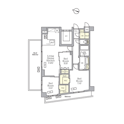 AIFLAT明大前(3LDK[Mタイプ]：72.18㎡)の間取り画像