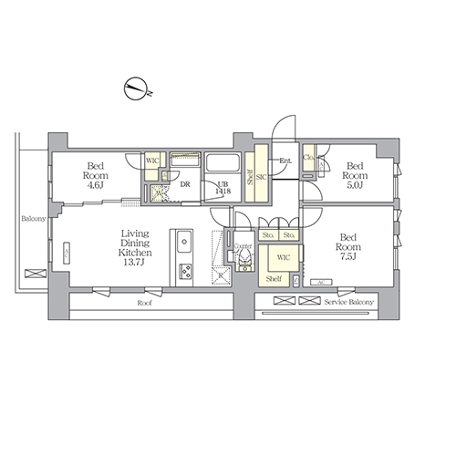 AIFLAT明大前(3LDK[Kタイプ]：72.83㎡)の間取り画像