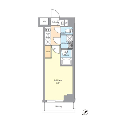 AIFLAT渋谷西原(1K[B1タイプ]：25.20㎡)の間取り画像