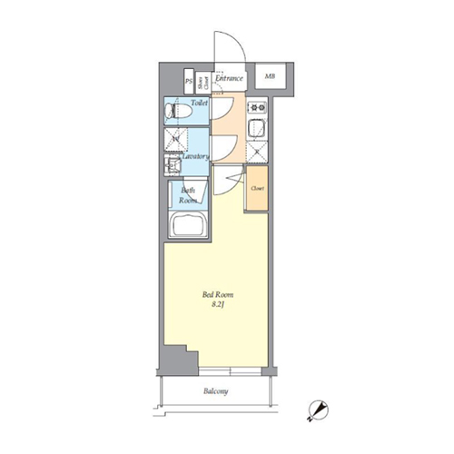 AIFLAT渋谷西原(1K[B2タイプ]：25.20㎡)の間取り画像