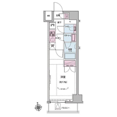 オルタナ神楽坂 I・II(C'3-type：1K)の間取り画像