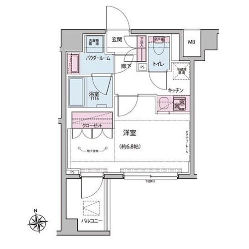 オルタナ神楽坂 I・II(F'2-type：1K)の間取り画像