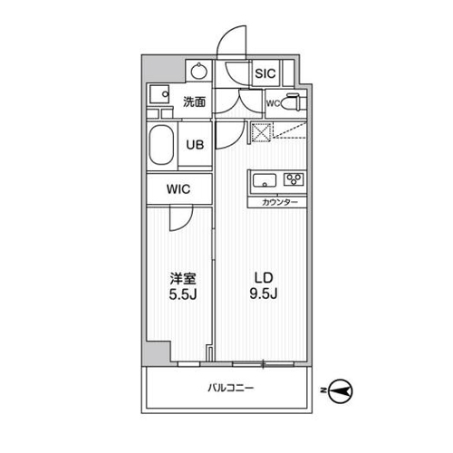 オルタナ菊川Ⅱ(D-type：1LDK［41.32㎡］)の間取り画像