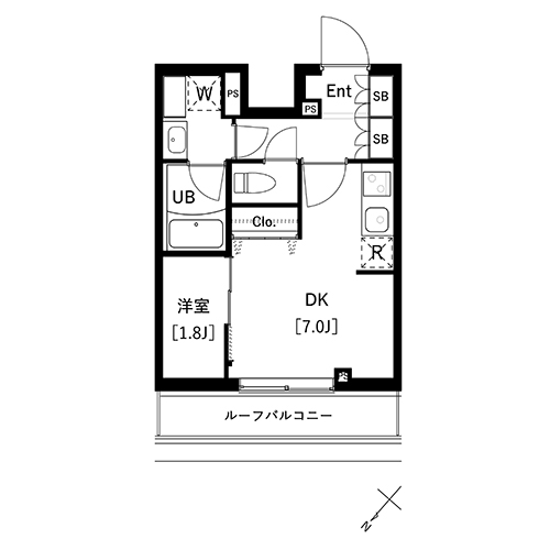 アークマーク上池袋(1DK：25.45㎡)の間取り画像