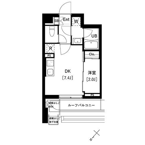 アークマーク上池袋(1DK：25.58㎡)の間取り画像