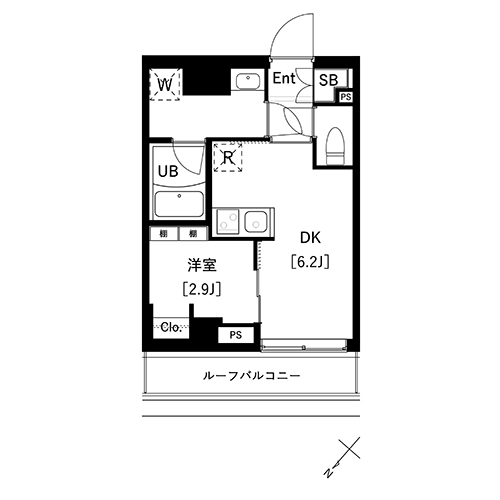 アークマーク上池袋(1DK：25.66㎡)の間取り画像