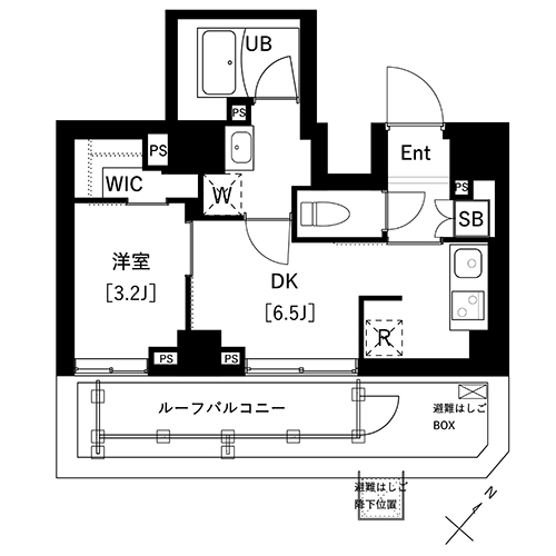 アークマーク上池袋(1DK+WIC：29.46㎡)の間取り画像