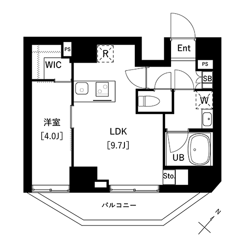 アークマーク上池袋(1LDK+WIC：36.43㎡)の間取り画像