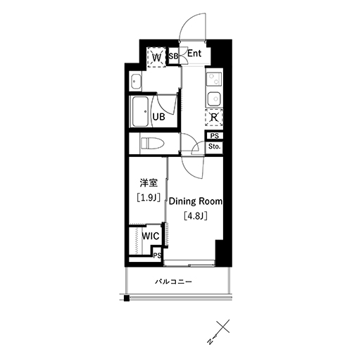 アークマーク上池袋(2K+WIC：25.47㎡)の間取り画像