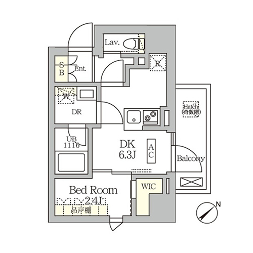 アークマーク大塚(1DK[C-type]：25.37㎡)の間取り画像