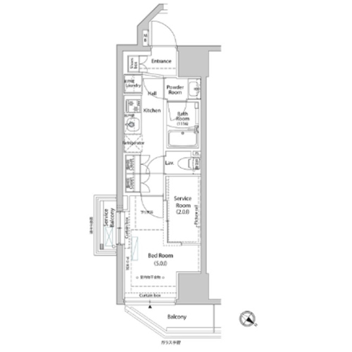 アークマーク巣鴨コート(1K[Aタイプ]：25.44㎡)の間取り画像