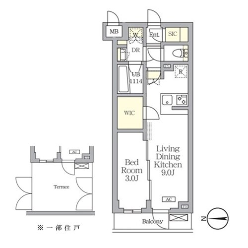 アジールコート都立大学(1LDK[Eタイプ]：30.36㎡)の間取り画像