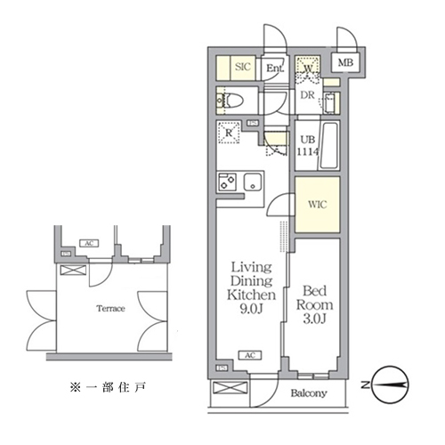 アジールコート都立大学(1LDK[E'タイプ]：30.36㎡)の間取り画像