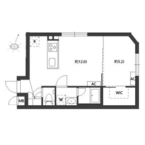 アバンテ神楽坂(1LDK：37.59㎡)の間取り画像