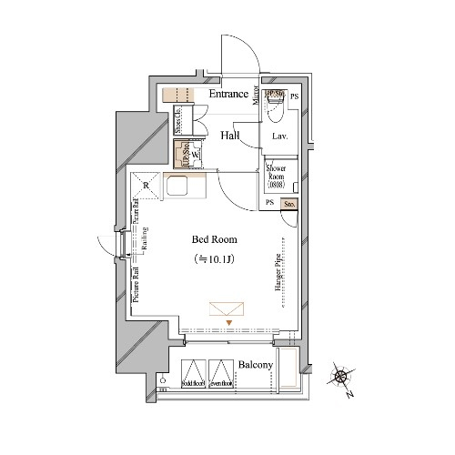 ブランシエスタ浅草蔵前(1R[Eタイプ]：25.80㎡)の間取り画像