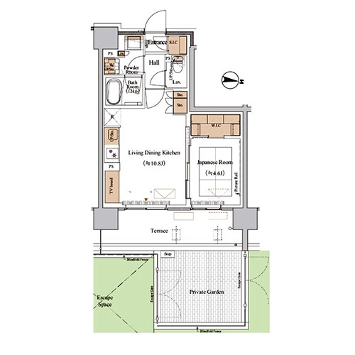 ブランシエスタ木場(1LDK[F1Jタイプ]：39.93㎡)の間取り画像