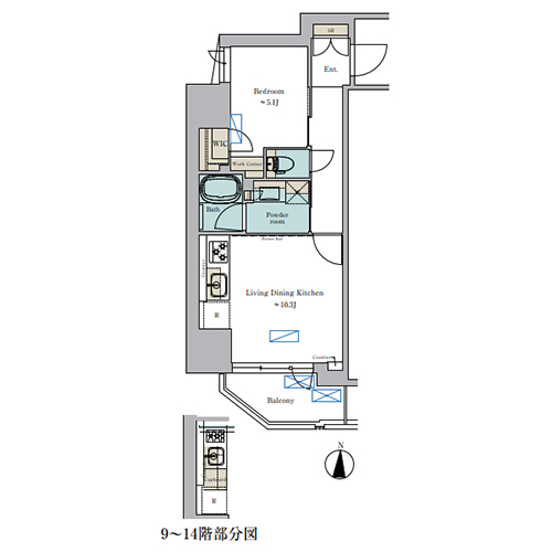 ブリリアイスト錦糸公園(1LDK[A-type]：40.06㎡)の間取り画像