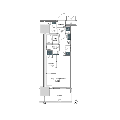 ブルックサイドレジデンス木場(1DK[4A-type]：30.94㎡)の間取り画像