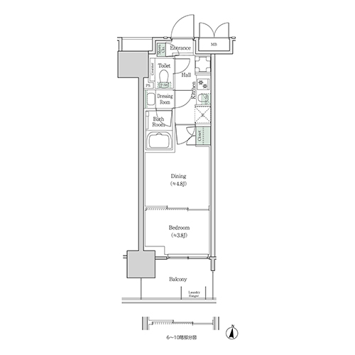 ブルックサイドレジデンス木場(2K[12A-type]：25.90㎡)の間取り画像