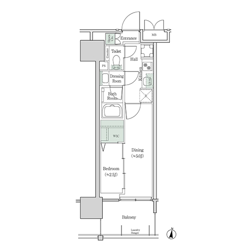 ブルックサイドレジデンス木場(2K[10A-type]：26.34㎡)の間取り画像
