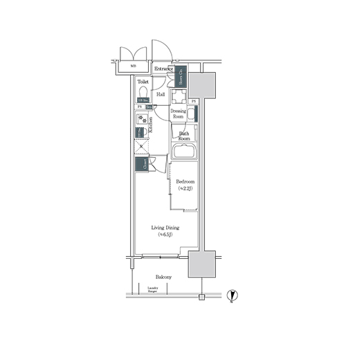 ブルックサイドレジデンス木場(2K[19A-type]：28.36㎡)の間取り画像