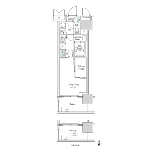 ブルックサイドレジデンス木場(2K[12B-type]：28.43㎡)の間取り画像