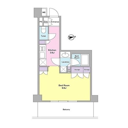 シティカレント代官山(1K：33.75㎡)の間取り画像