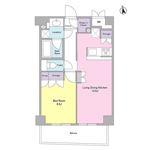 シティカレント代官山(1LDK：44.78㎡)の間取り画像