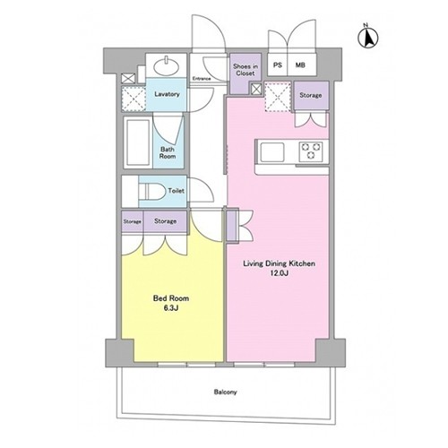 シティカレント代官山(1LDK：45.22㎡)の間取り画像