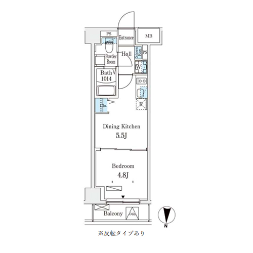 クラリティア板橋本町(1DK[A2タイプ]：25.49㎡)の間取り画像