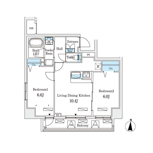 クラリティア板橋本町(2LDK[Bタイプ]：51.78㎡)の間取り画像