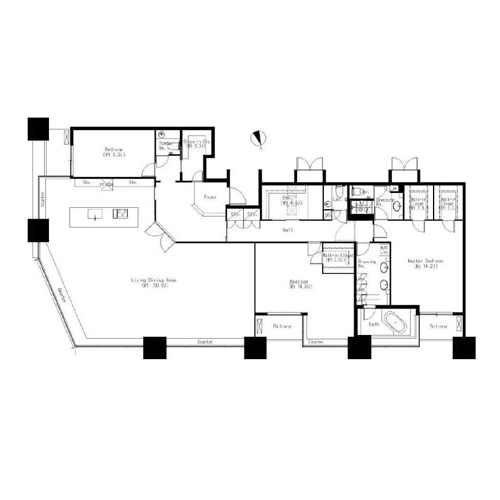 青山パークタワー(3SLDK：234.58㎡)の間取り画像