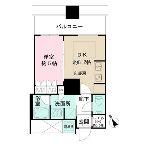 ザ・パークハウス西新宿タワー60(1DK：35.66㎡)の間取り画像