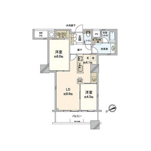 ザ・パークハウス西新宿タワー60(2LDK：59.51㎡)の間取り画像