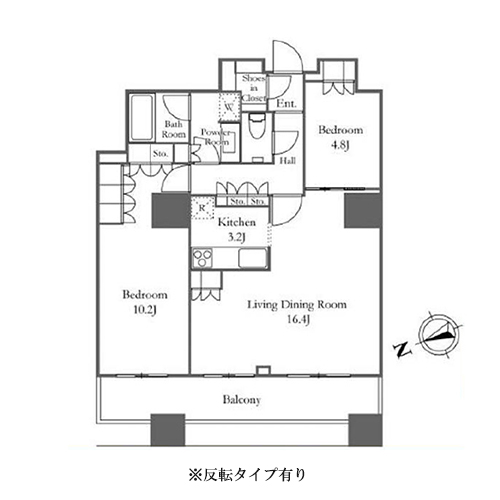 ザ・パークハウス西新宿タワー60(2LDK：78.96㎡)の間取り画像