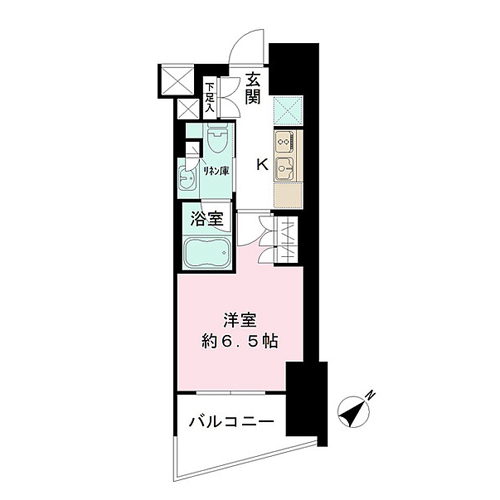 ザ・パークワンズ渋谷本町(1K：24.02㎡)の間取り画像