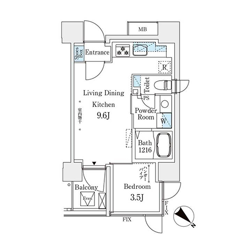 コスモグラシア大塚(1LDK[Aタイプ]：30.04㎡)の間取り画像