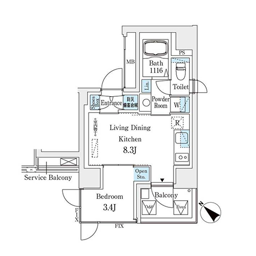 コスモグラシア大塚(1LDK[Cタイプ]：30.10㎡)の間取り画像
