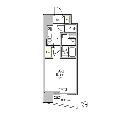 コートレジデンス南大塚(1K[Aタイプ]：30.57㎡)の間取り画像