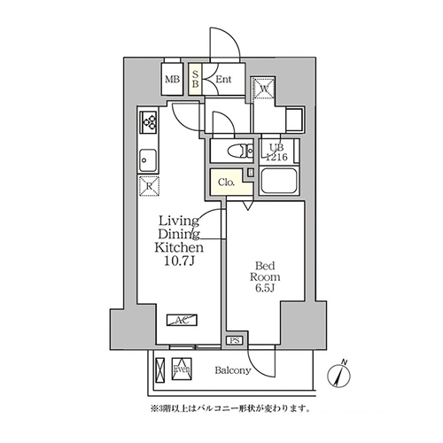 コートレジデンス南大塚(1LDK[Dタイプ]：40.00㎡)の間取り画像