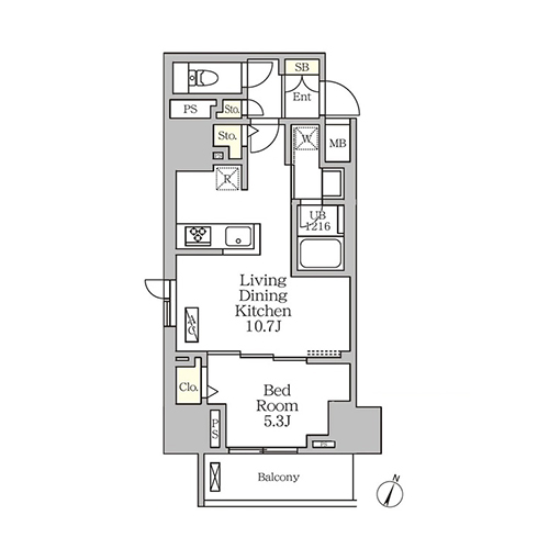コートレジデンス南大塚(1LDK[Cタイプ]：41.12㎡)の間取り画像