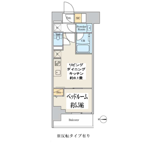 クレアティフ本所吾妻橋(1LDK[C・C'-type]：30.83㎡)の間取り画像