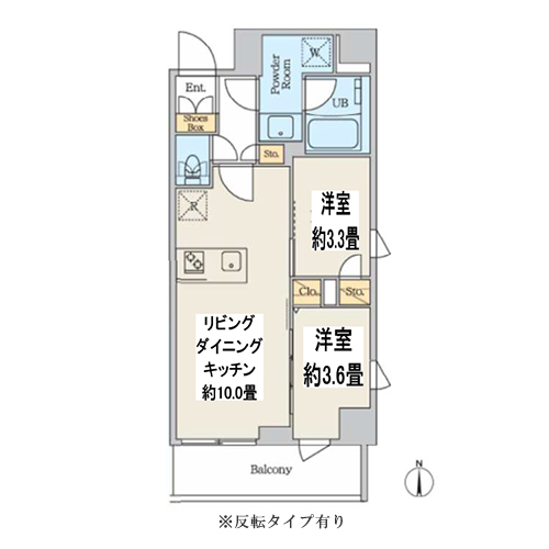 クレアティフ本所吾妻橋(2LDK[A・A'-type]：40.79㎡)の間取り画像