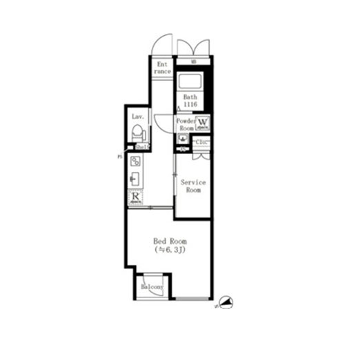 クレアティフ池袋本町(1LDK：30.14㎡)の間取り画像